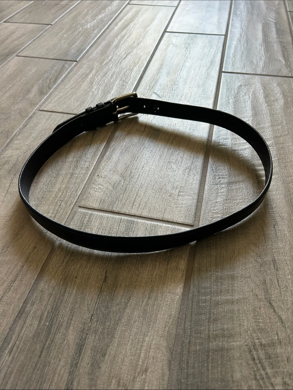 Tommy Hilfiger Black Leather Belt with Silver Buckle